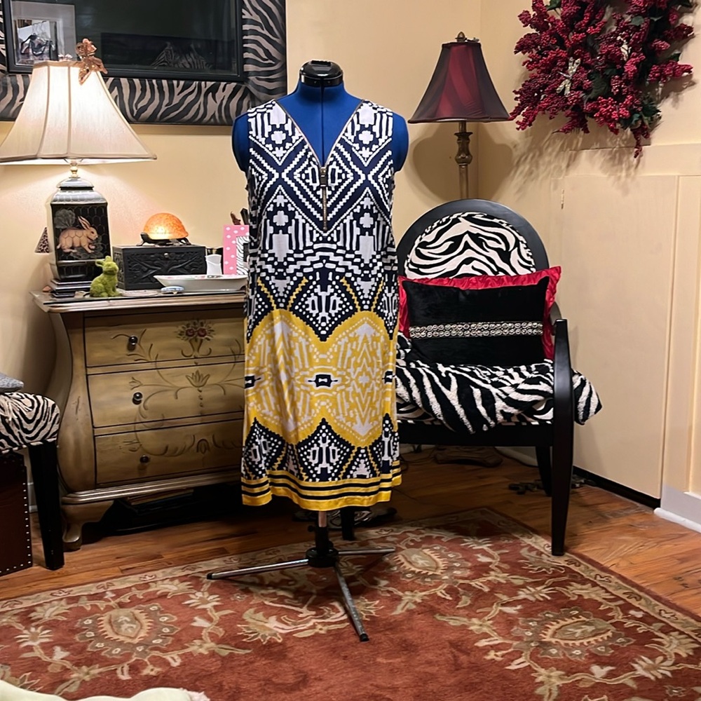 Sleeveless slip on multicolored dress